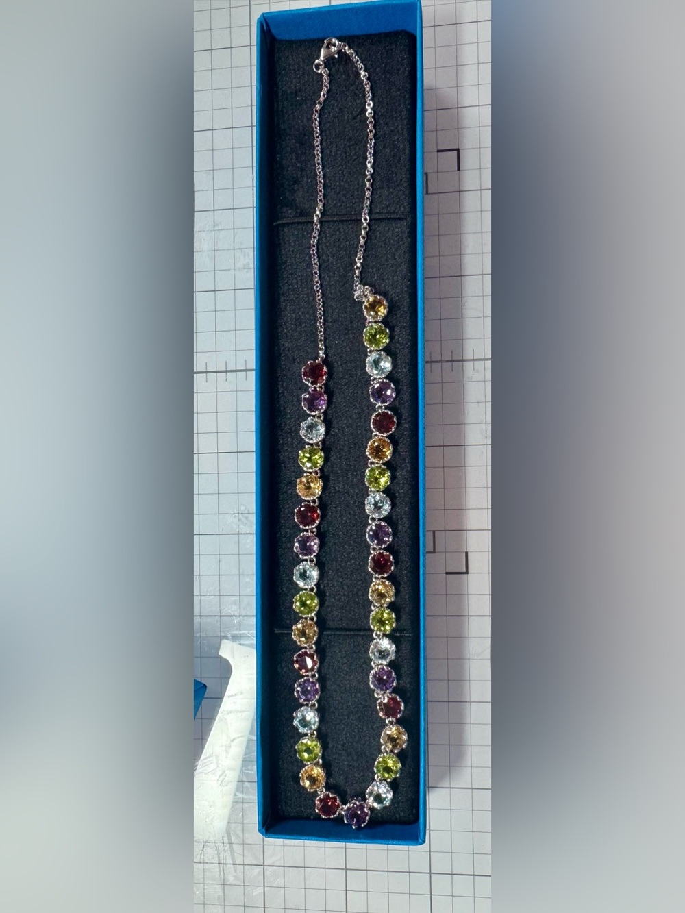 28.98CTW Round Multi-Gem Rhodium Over Sterling Silver Necklace 18” - Picture 3 of 8